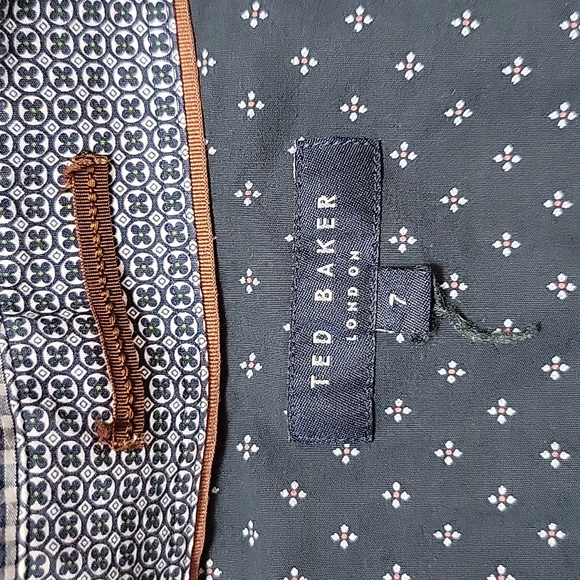 Ted Baker London Long Sleeve Button Up Shirt Navy Blue Check 7 - Picture 2 of 5